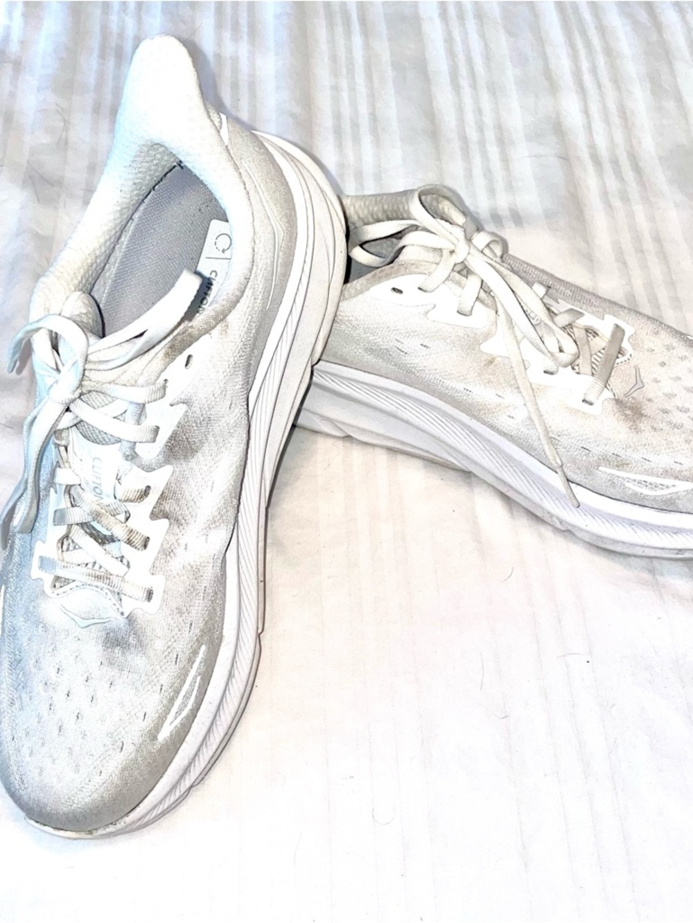 Hoka Women's White Athletic Lace-Up Running Shoes
